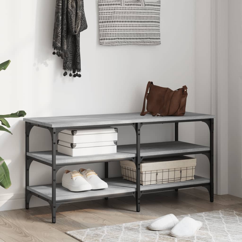 vidaXL Shoe Bench Grey Sonoma 100x38,5x49 cm Engineered Wood