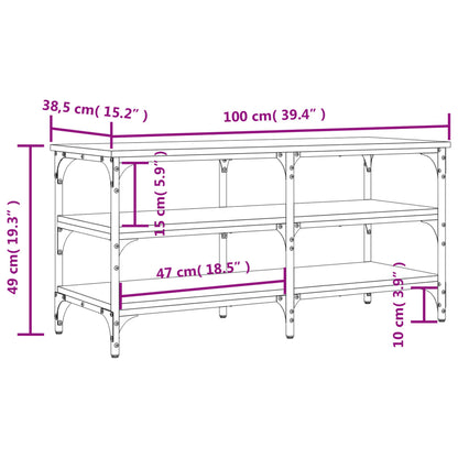 vidaXL Shoe Bench Grey Sonoma 100x38.5x49 cm Engineered Wood