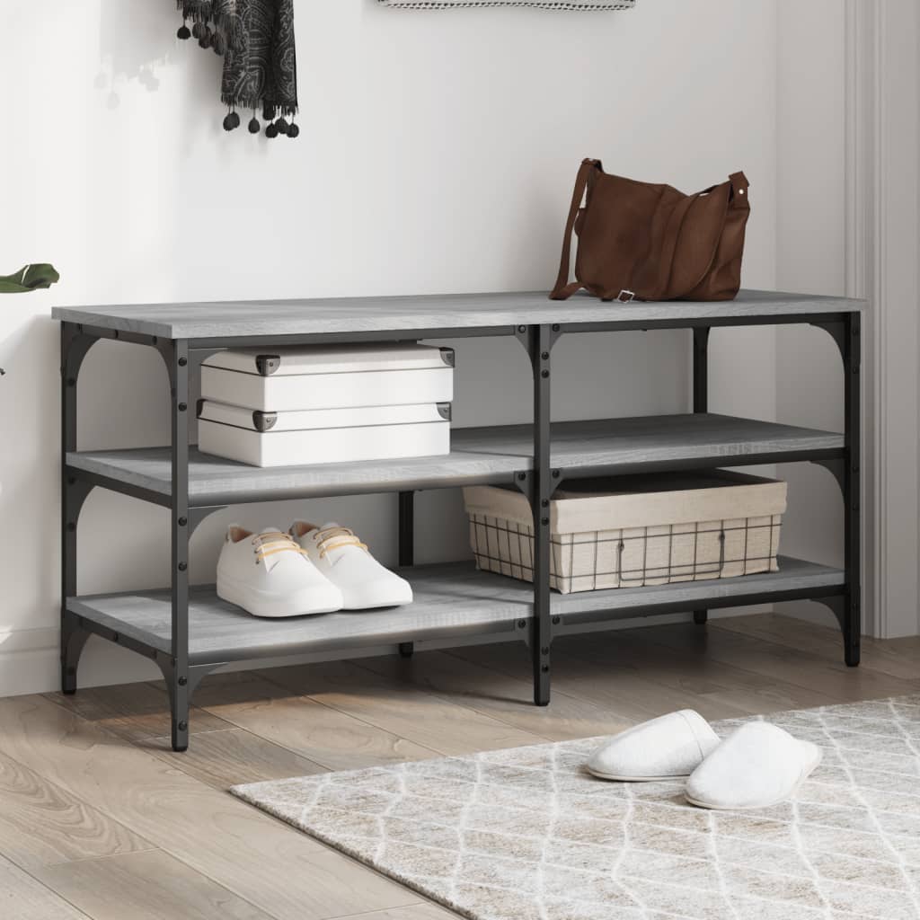 vidaXL Shoe Bench Grey Sonoma 100x38,5x49 cm Engineered Wood