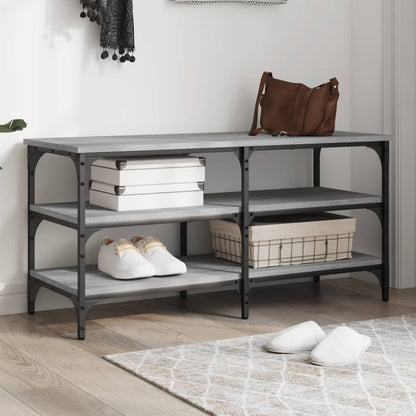 vidaXL Shoe Bench Grey Sonoma 100x38,5x49 cm Engineered Wood