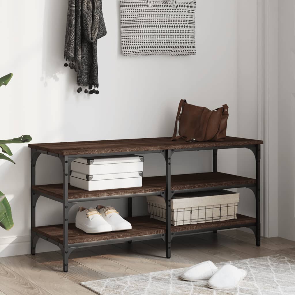 vidaXL Shoe Bench Brown Oak 100x38,5x49 cm Engineered Wood