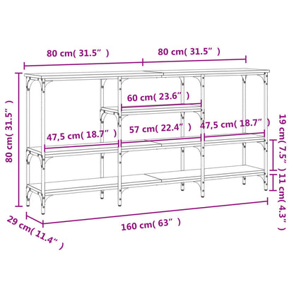 vidaXL Console Table Grey Sonoma 160x29x80 cm Engineered Wood