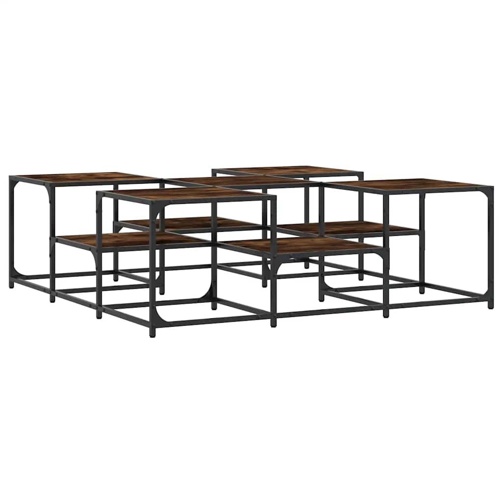 vidaXL Coffee Table Smoked Oak 121x121x40 cm Engineered Wood