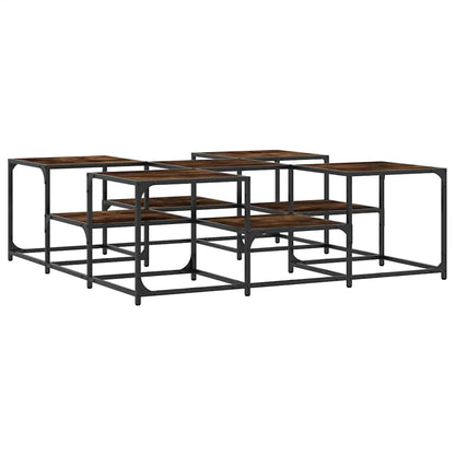 vidaXL Coffee Table Smoked Oak 121x121x40 cm Engineered Wood
