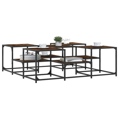 vidaXL Coffee Table Smoked Oak 121x121x40 cm Engineered Wood