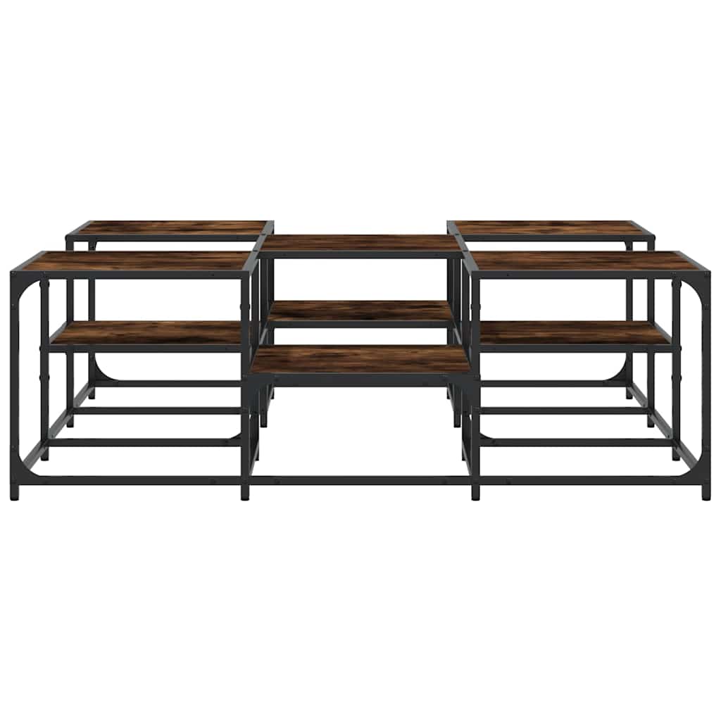 vidaXL Coffee Table Smoked Oak 121x121x40 cm Engineered Wood