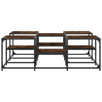 vidaXL Coffee Table Smoked Oak 121x121x40 cm Engineered Wood