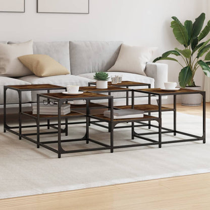 vidaXL Coffee Table Smoked Oak 121x121x40 cm Engineered Wood
