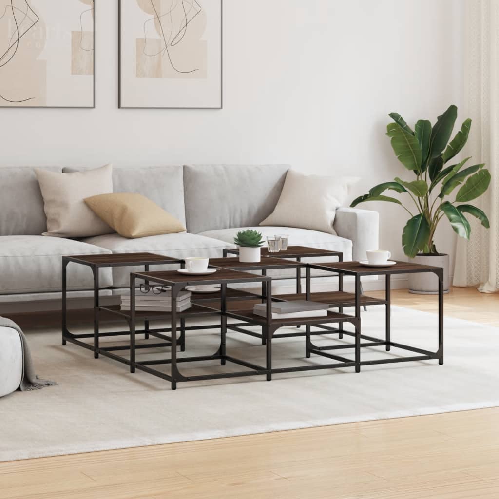 vidaXL Coffee Table Brown Oak 121x121x40 cm Engineered Wood