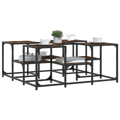 vidaXL Coffee Table Smoked Oak 91x91x40 cm Engineered Wood