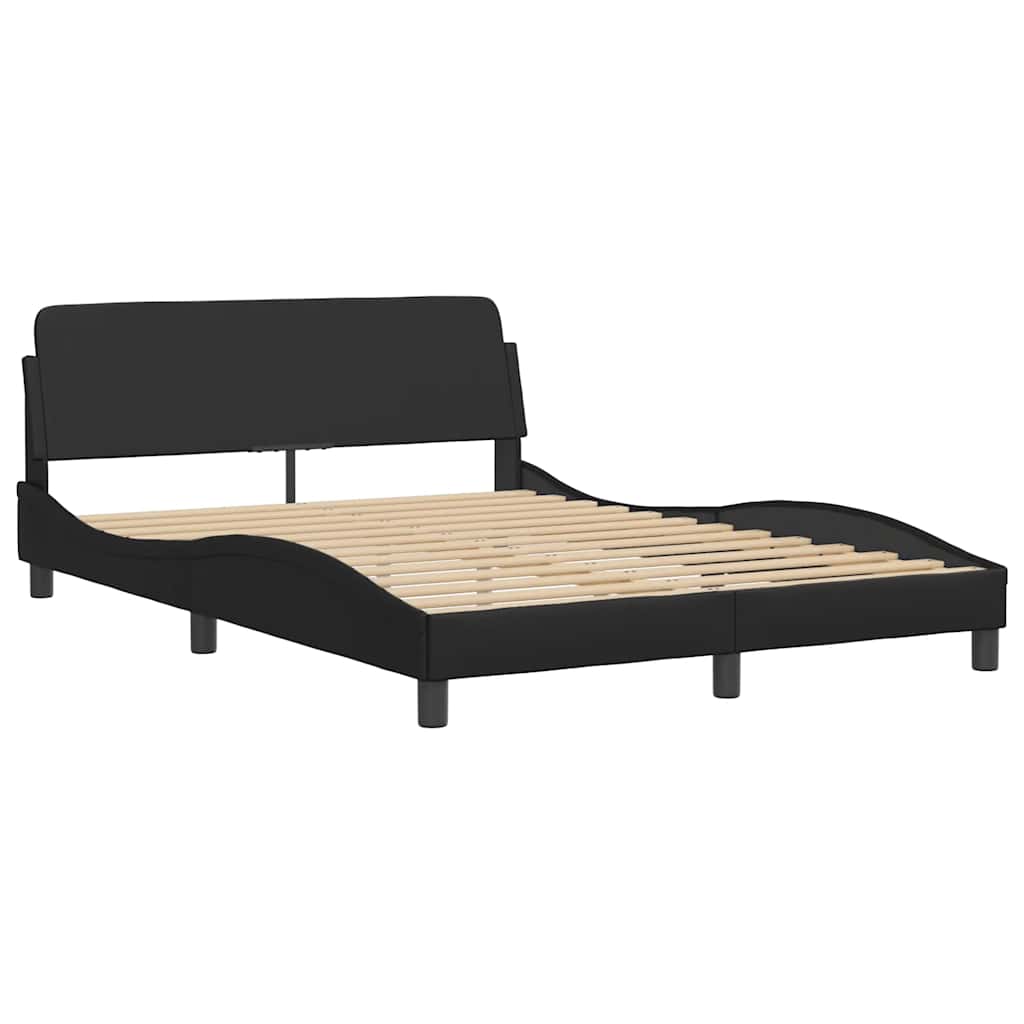 vidaXL Bed Frame without Mattress "Hvar" Black 135x190 cm Double Faux Leather