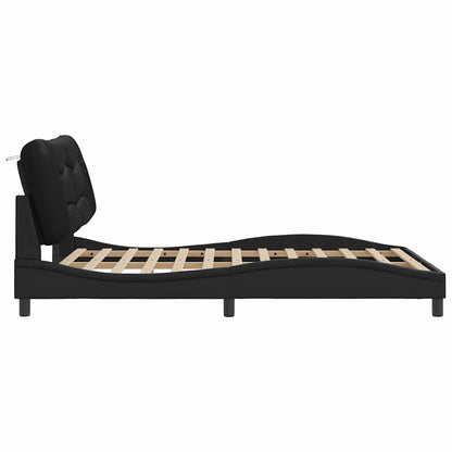 vidaXL Bed Frame without Mattress "Hvar" Black 135x190 cm Double Faux Leather