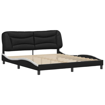 vidaXL Bed Frame without Mattress "Hvar" Black and White 180x200 cm Super King Faux Leather