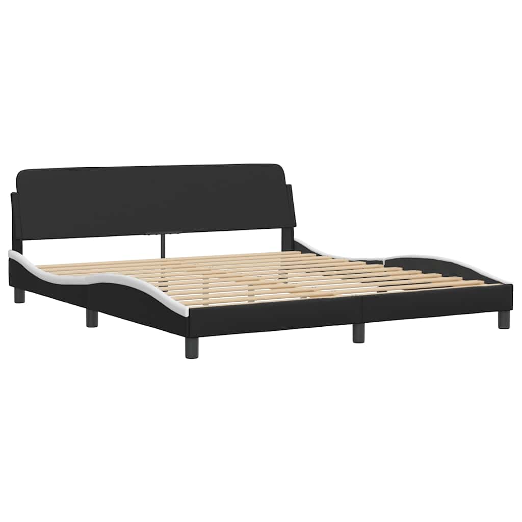 vidaXL Bed Frame without Mattress "Hvar" Black and White 180x200 cm Super King Faux Leather