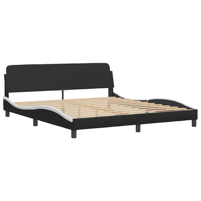 vidaXL Bed Frame without Mattress "Hvar" Black and White 180x200 cm Super King Faux Leather