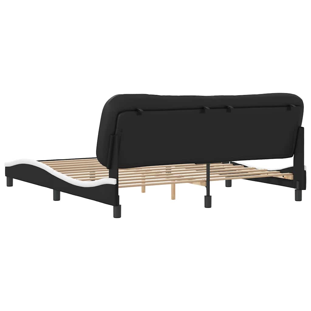 vidaXL Bed Frame without Mattress "Hvar" Black and White 180x200 cm Super King Faux Leather
