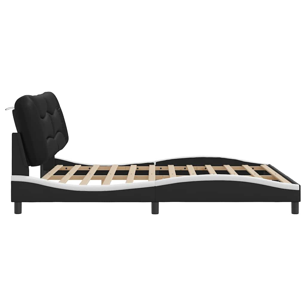 vidaXL Bed Frame without Mattress "Hvar" Black and White 180x200 cm Super King Faux Leather