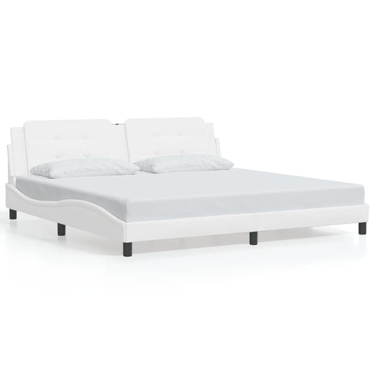 vidaXL Bed Frame without Mattress "Zadar" White 200x200 cm Faux Leather