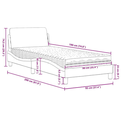vidaXL Bed with Mattress "Dover" Dark Grey Single Fabric