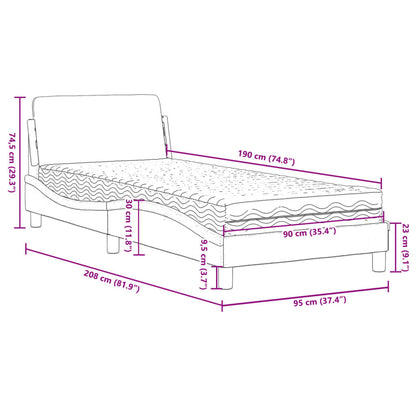 vidaXL Bed with Mattress "Dover" Light Grey Single Velvet