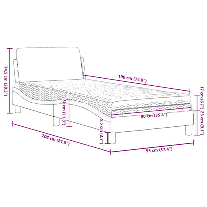 vidaXL Bed with Mattress "Dover" Black Single Faux Leather