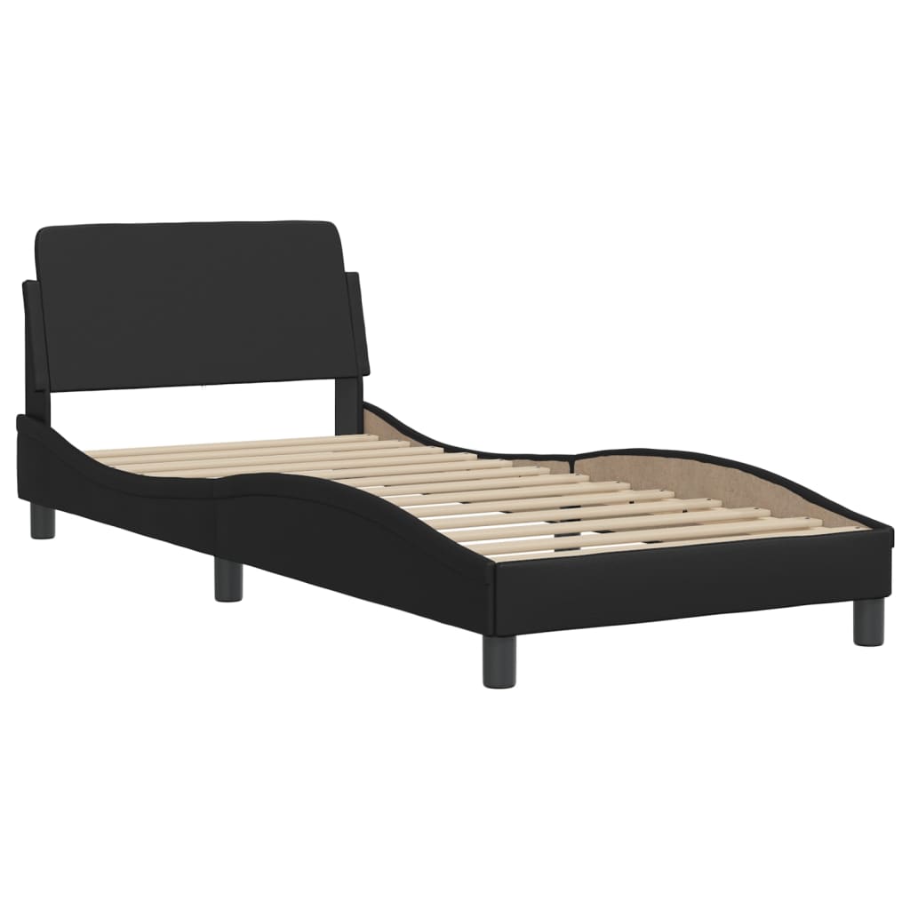 vidaXL Bed with Mattress "Hvar" Black 90x190 cm Faux Leather