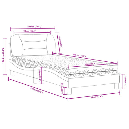 vidaXL Bed with Mattress "Hvar" Black 90x190 cm Faux Leather