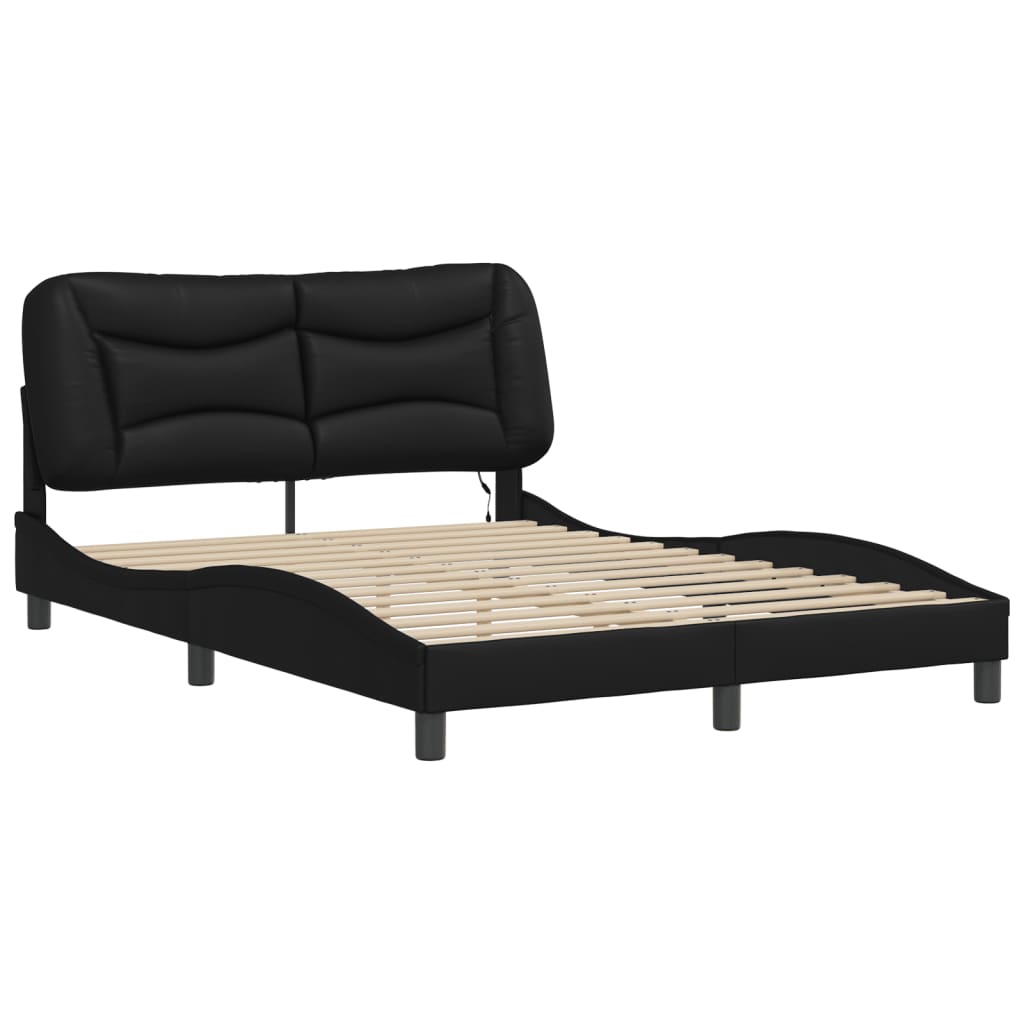 vidaXL Bed Frame with LED without Mattress "Hvar" Black 120x200 cm