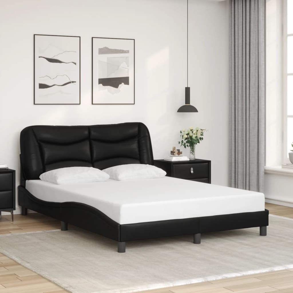 vidaXL Bed Frame with LED without Mattress "Hvar" Black 120x200 cm