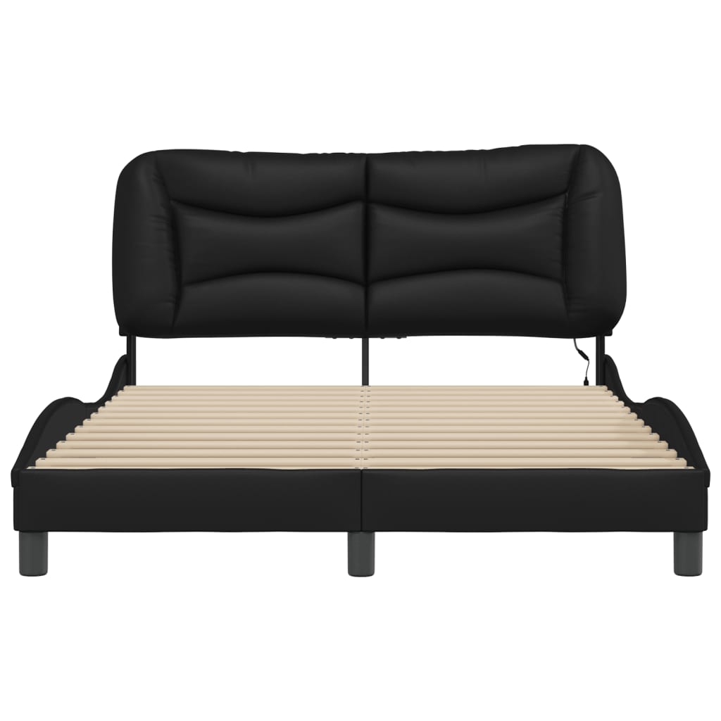 vidaXL Bed Frame with LED without Mattress "Hvar" Black 120x200 cm