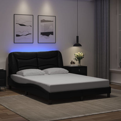 vidaXL Bed Frame with LED without Mattress "Hvar" Black 120x200 cm