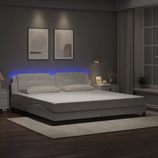 vidaXL Bed Frame with LED without Mattress "Zadar" White 200x200 cm