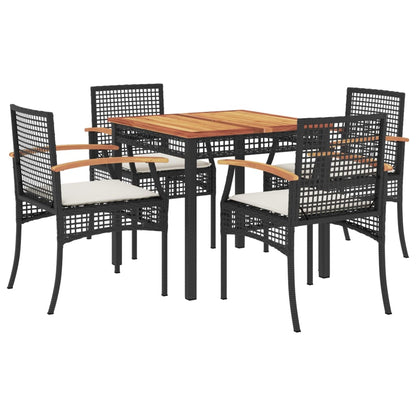 vidaXL Garden Dining Set | Black | PE rattan | Medium | Removable Covers
