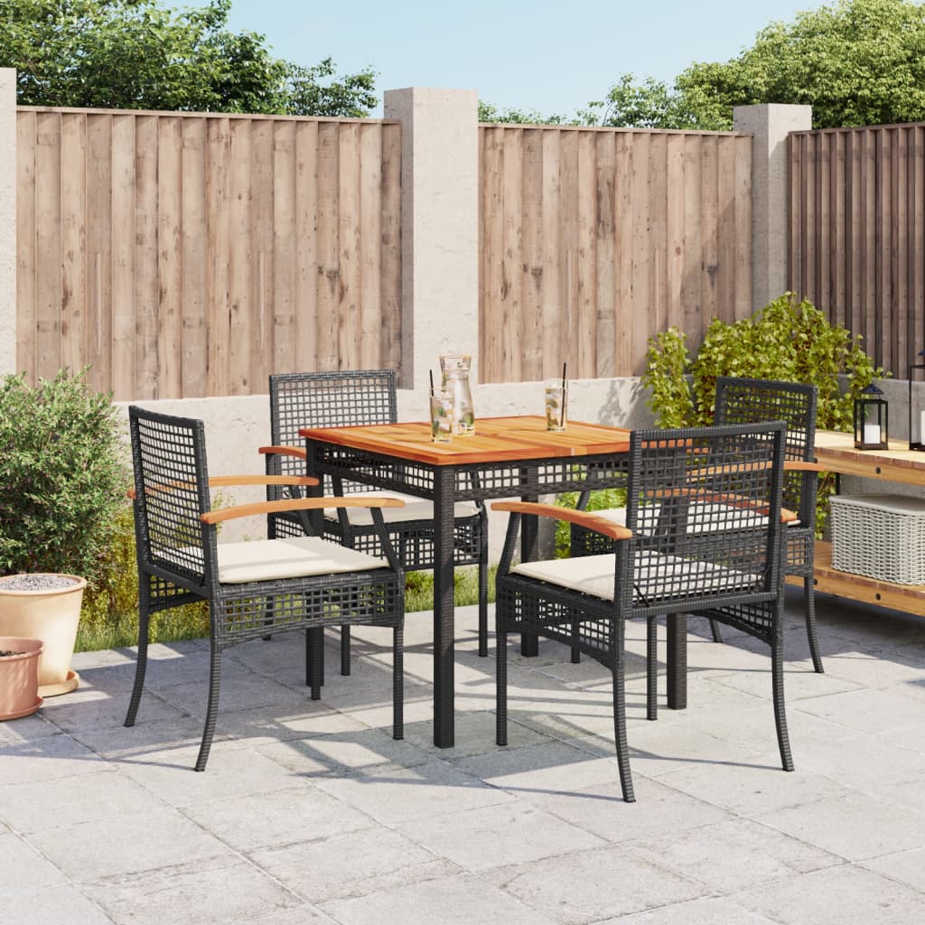 vidaXL Garden Dining Set | Black | PE rattan | Medium | Removable Covers