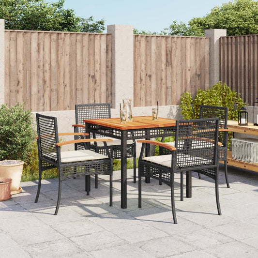 vidaXL Garden Dining Set | Black | PE rattan | Medium | Removable Covers