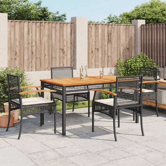 vidaXL Garden Dining Set | Black | PE Rattan | 5 piece set