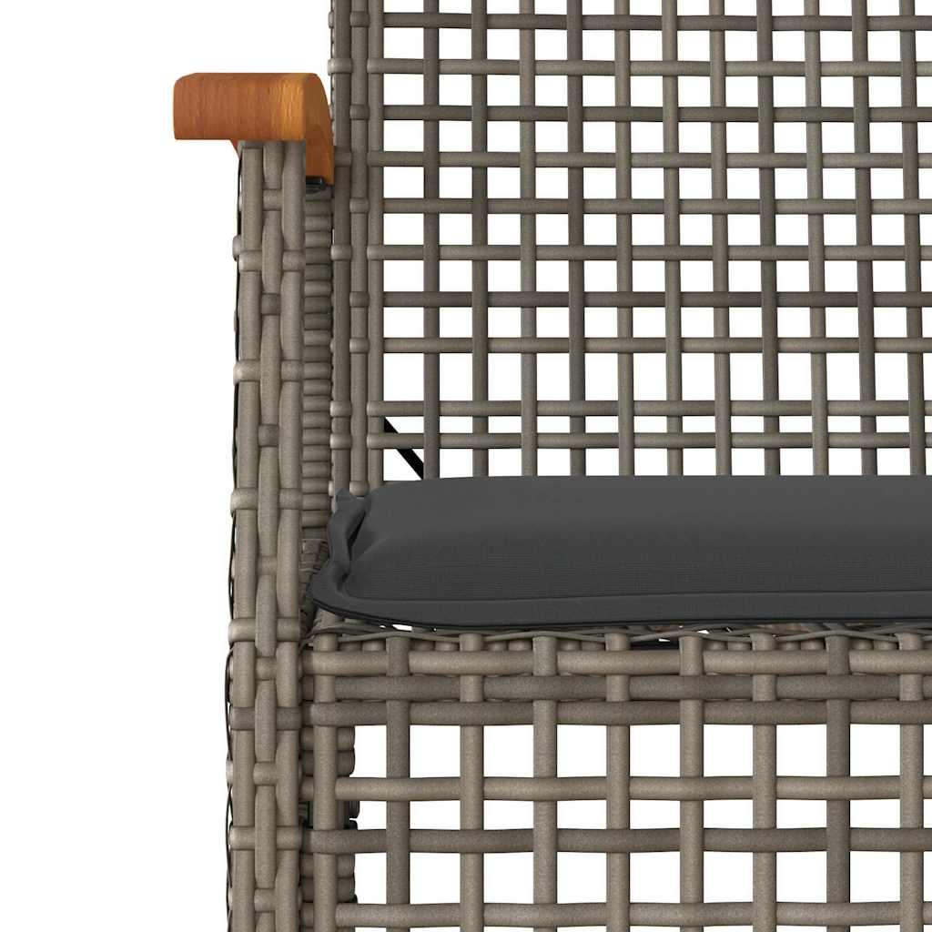 vidaXL 3 Piece Garden Dining Set with Cushions Grey Poly Rattan