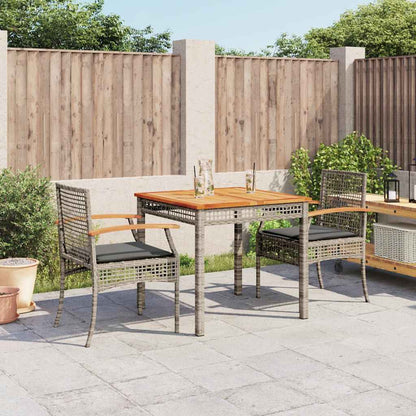 vidaXL 3 Piece Garden Dining Set with Cushions Grey Poly Rattan
