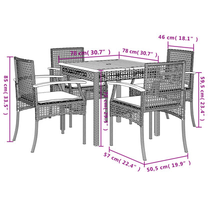 vidaXL Garden Dining Set | Grey | PE Rattan | 4 Seater