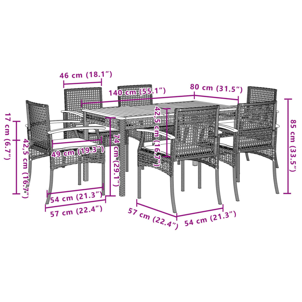 vidaXL Garden Dining Set | Grey