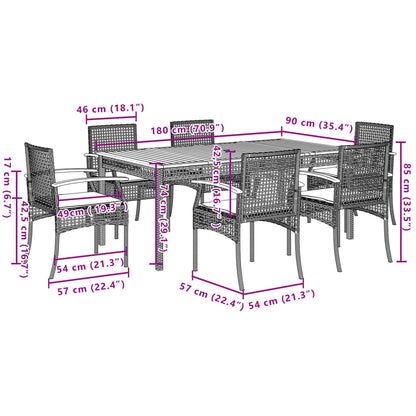 vidaXL Garden Dining Set | Grey | PE rattan | One size | UV-resistant materials
