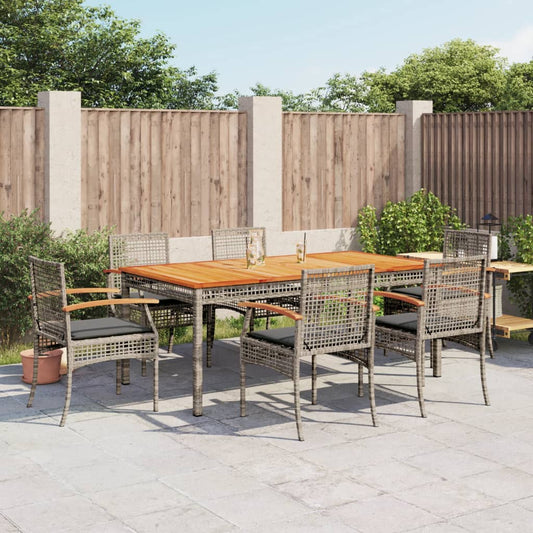 vidaXL Garden Dining Set | Grey | PE rattan | One size | UV-resistant materials
