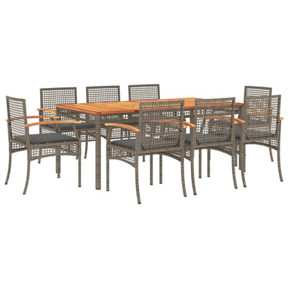 vidaXL Garden Dining Set | Grey | PE Rattan | Large | UV-resistant materials