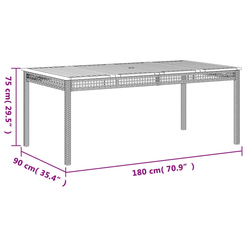 vidaXL Garden Dining Set | Grey | PE Rattan | Large | UV-resistant materials
