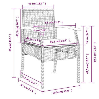 vidaXL 9 Piece Garden Dining Set with Cushions Grey Poly Rattan