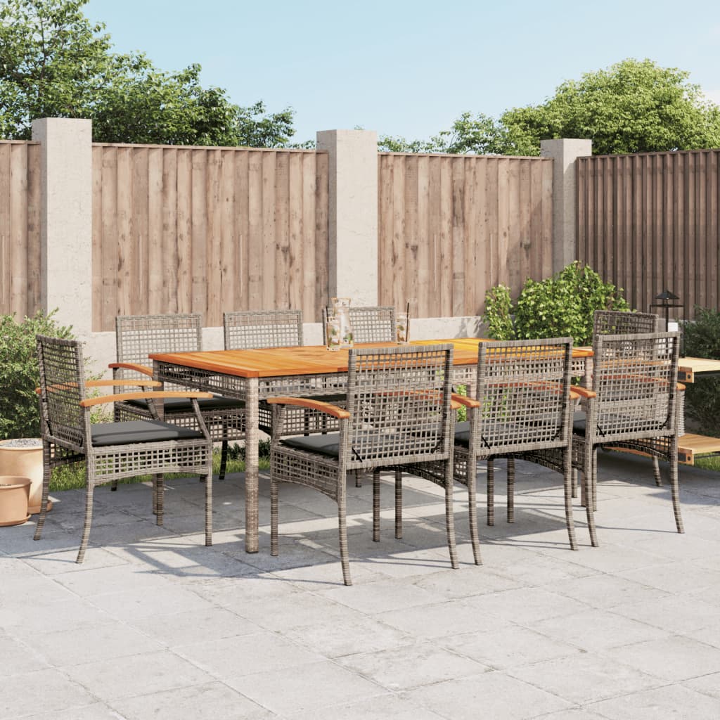 vidaXL Garden Dining Set | Grey | PE Rattan | Large | UV-resistant materials