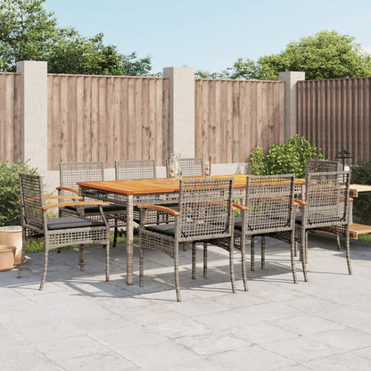 vidaXL Garden Dining Set | Grey | PE Rattan | Large | UV-resistant materials