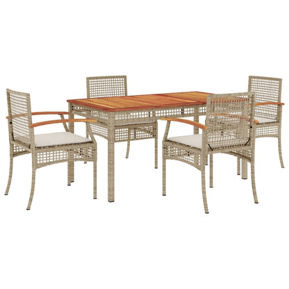 vidaXL Garden Dining Set | Beige | PE Rattan | 5 Piece | Removable Covers