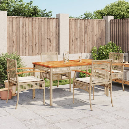 vidaXL Garden Dining Set | Beige | PE Rattan | 5 Piece | Removable Covers