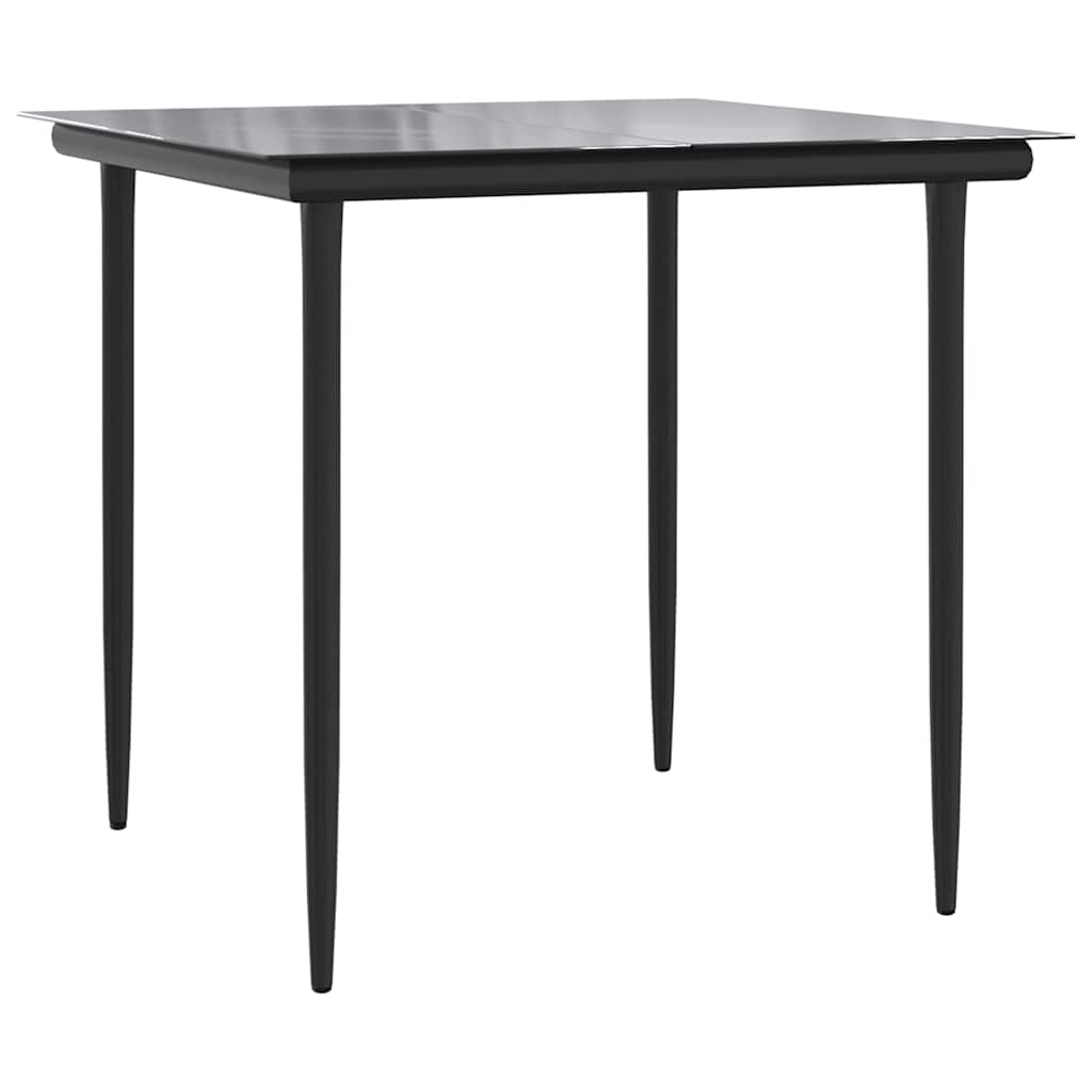 vidaXL 5 Piece Garden Dining Set with Cushions Black Poly Rattan